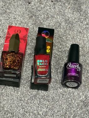 Holo Taco Red Nail Polish + Two Glitter Nail Polishes